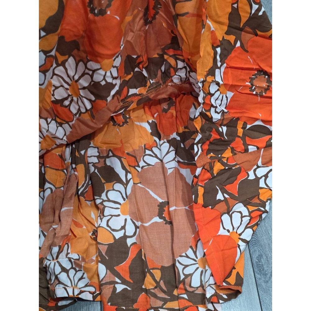 Revolve Faithfull The Brand Kiona Isola Floral Printed Dress Orange Sz 6 A004054 - Picture 8 of 13